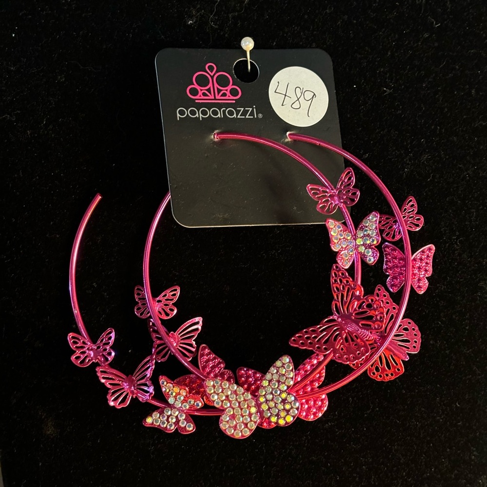 NWT Very Large Pink Hoop Earrings